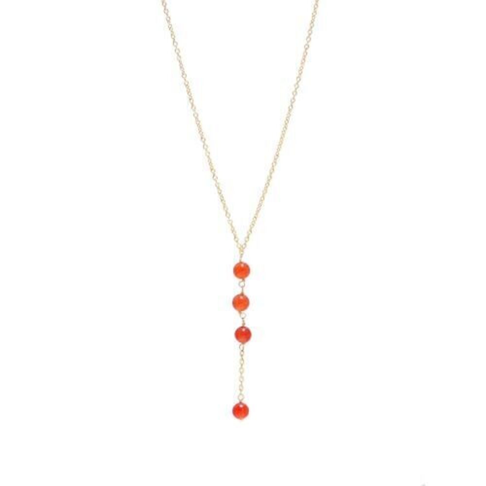 8843 Handmade Carnelian Lariat Necklace – Natural Energy & Passion Stone –